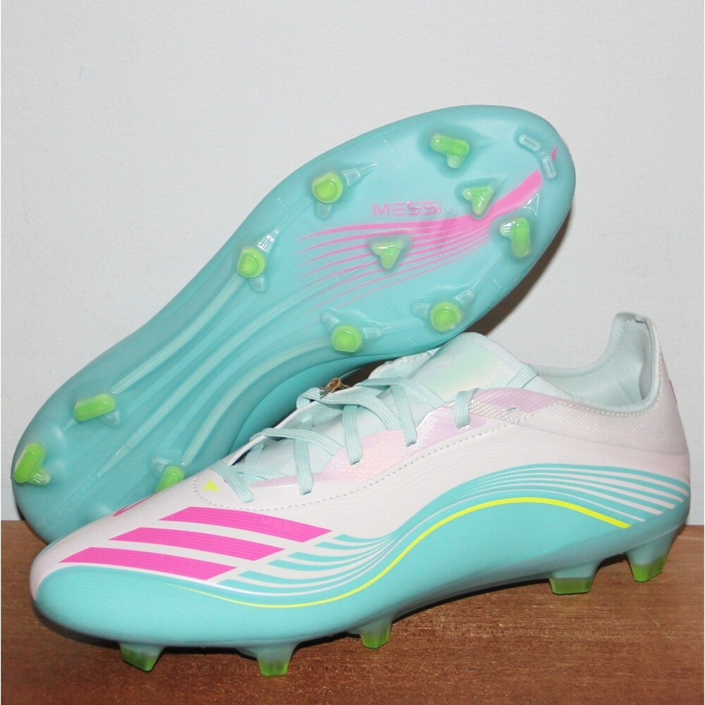 Adidas F50 Messi Pro FG Soccer Cleats Mens 10.5 White Pink Aqua
